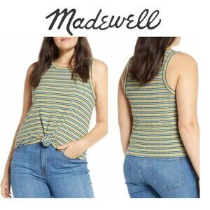 Madewell Audio Knot-Front Sea Haze Striped Tank Top